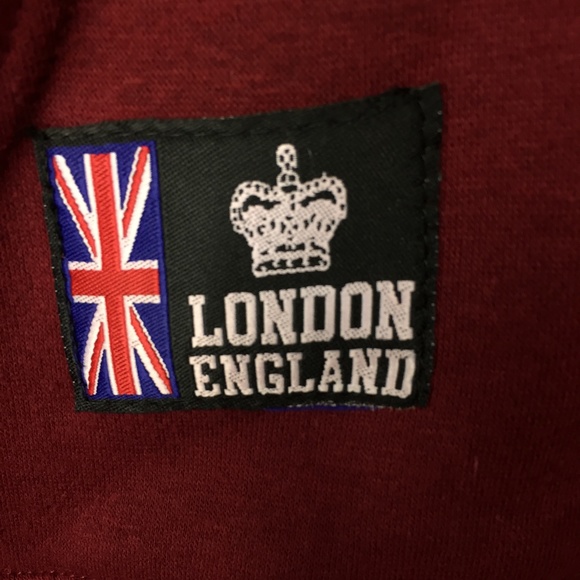 London England Burgundy Full Zip Hoodie - Picture 6 of 6